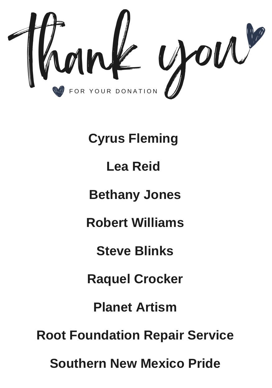 Thank you for your donation — list of supporters from the Together We Rise event